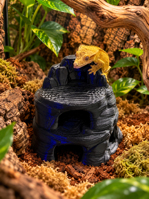 Obsidian Rock Hide | 3D Printed Gecko Hide & Climbing Perch